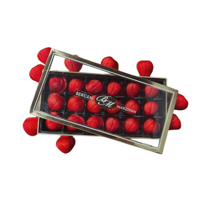 Bergen Marzipan Gift Box Strawberry Shape Marzipan, 8 oz