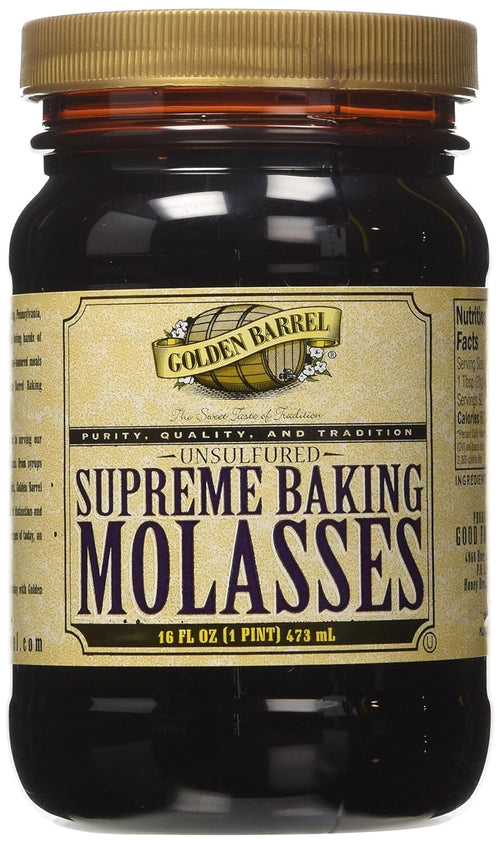 Golden Barrel Supreme Unsulfured Black Strap Molasses for Baking, 16 oz Pantry Golden Barrel