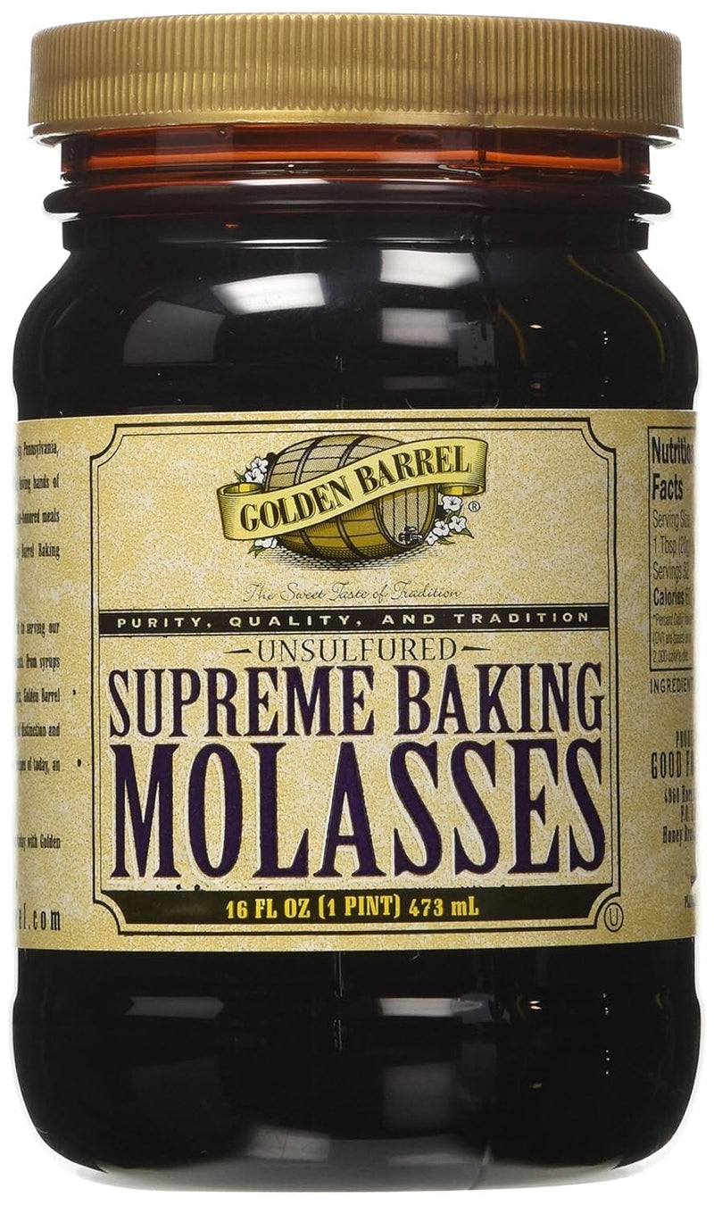 Golden Barrel Supreme Unsulfured Black Strap Molasses for Baking, 16 oz Pantry Golden Barrel