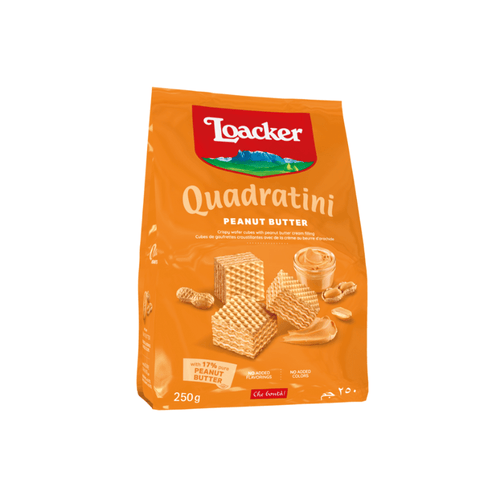 Loacker Quadratini Peanut Butter bite-size Wafer Cookies, 4.41 oz Sweets & Snacks Loacker