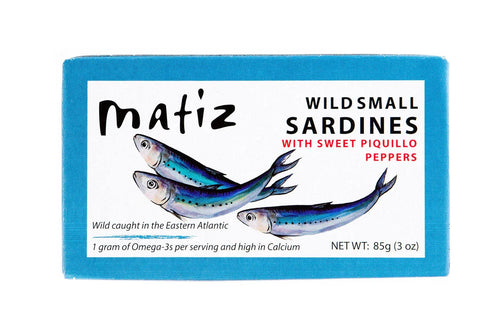 Matiz Gallego Small Sardines with Sweet Piquillo Peppers, 3 oz Seafood Matiz