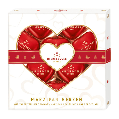 Niederegger Marzipan Hearts with Chocolate Covered Giftbox, 4.4 oz Sweets & Snacks Niederegger