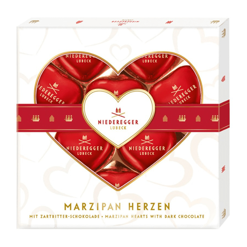 Niederegger Marzipan Hearts with Chocolate Covered Giftbox, 4.4 oz Sweets & Snacks Niederegger