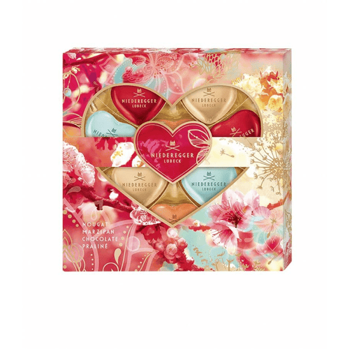 Niederegger Master Selection Hearts Flowers Marzipan Pralines with Chocolate, 4.4 oz Sweets & Snacks Niederegger