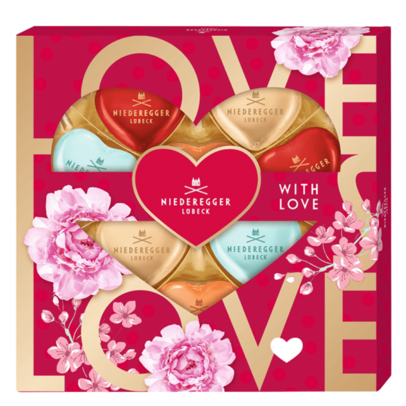 Niederegger Master Selection Hearts Love Marzipan Pralines with Chocolate, 4.4 oz Sweets & Snacks Niederegger