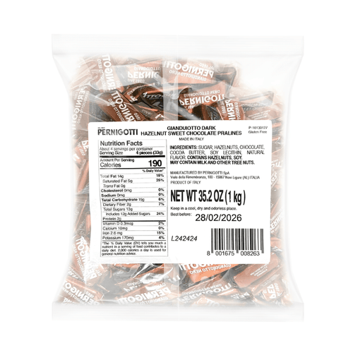 Pernigotti Gianduiotti Dark Hazelnut Sweet Chocolate Pralines, 2.2 Lbs Sweets & Snacks Pernigotti