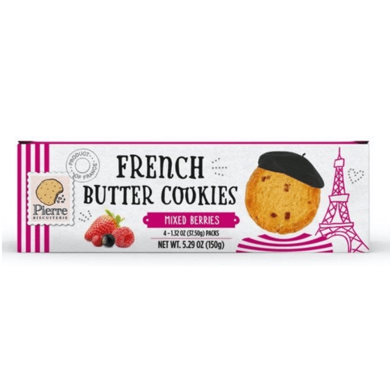 Pierre Biscuiterie Mixed Berries French Pure Butter Cookies, 5.29 oz