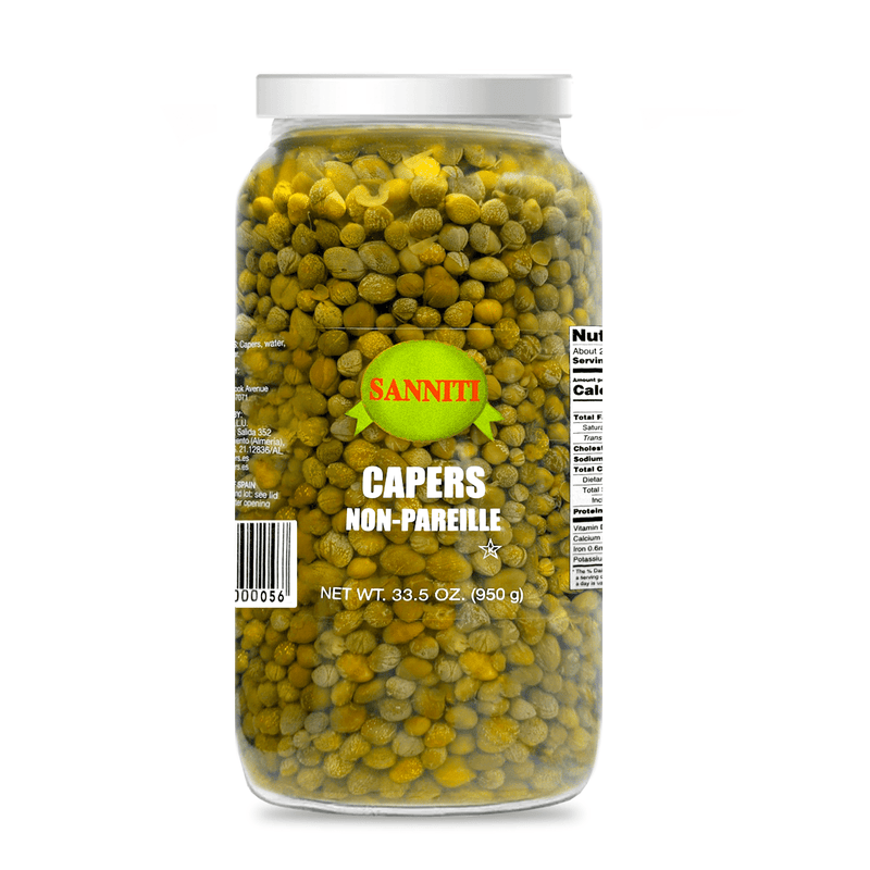 Sanniti Capers Non-Pareille in Vinegar and Salt Brine, 33.5 oz Olives & Capers Sanniti 