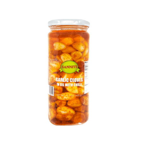 Sanniti Garlic Cloves in Oil with Chili, 15.7 oz (445 g) Fruits & Veggies Sanniti
