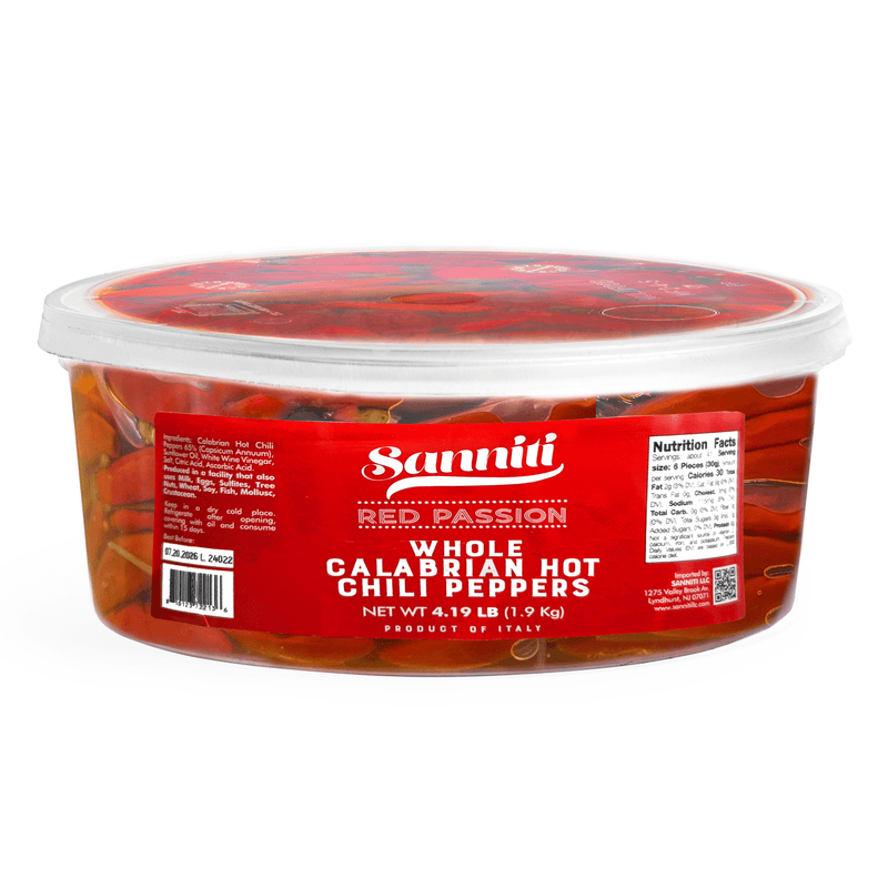 Sanniti Whole Calabrian Hot Chili Peppers, 4.19 Lbs Fruits & Veggies Sanniti