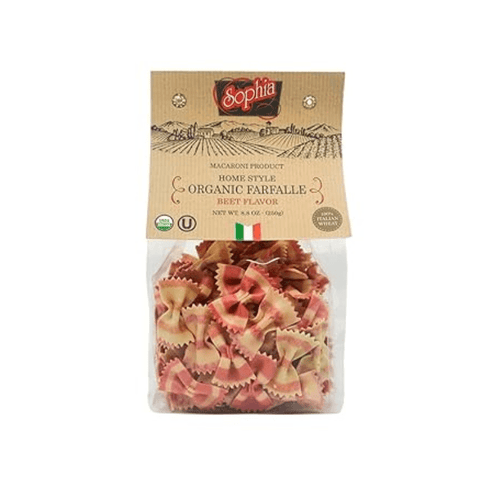 Sophia Beet Flavored Organic Two Colored Farfalle Pasta, 8.8 oz Pasta & Dry Goods Sophia