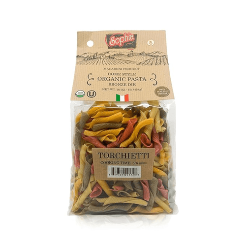 Sophia Organic Four Colored Torchietti Pasta, 16 oz Pasta & Dry Goods Sophia