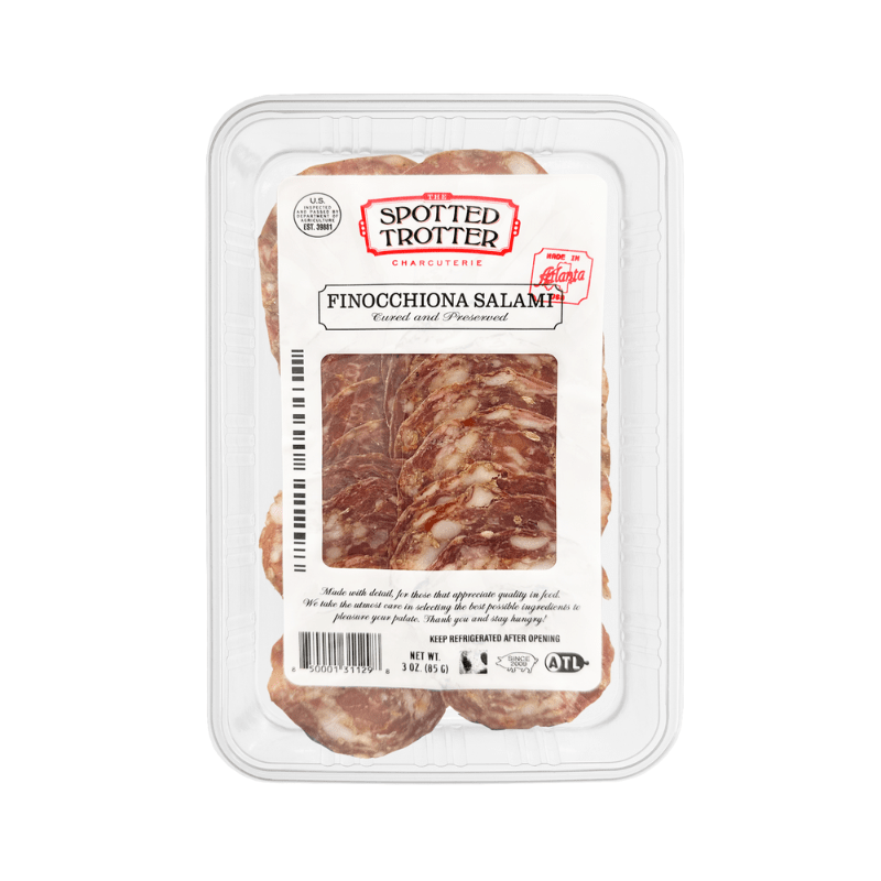 The Spotted Trotter Sliced Finocchiona Salami, 3 oz Meats The Spotted Trotter