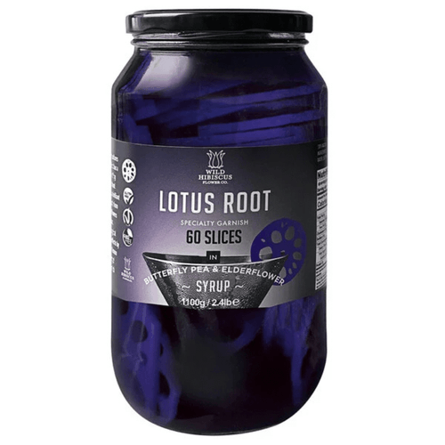 Wild Hibiscus Lotus Root Butterfly Pea & Elderflower Syrup, 2.4 Lbs For The Bar Wild Hibiscus
