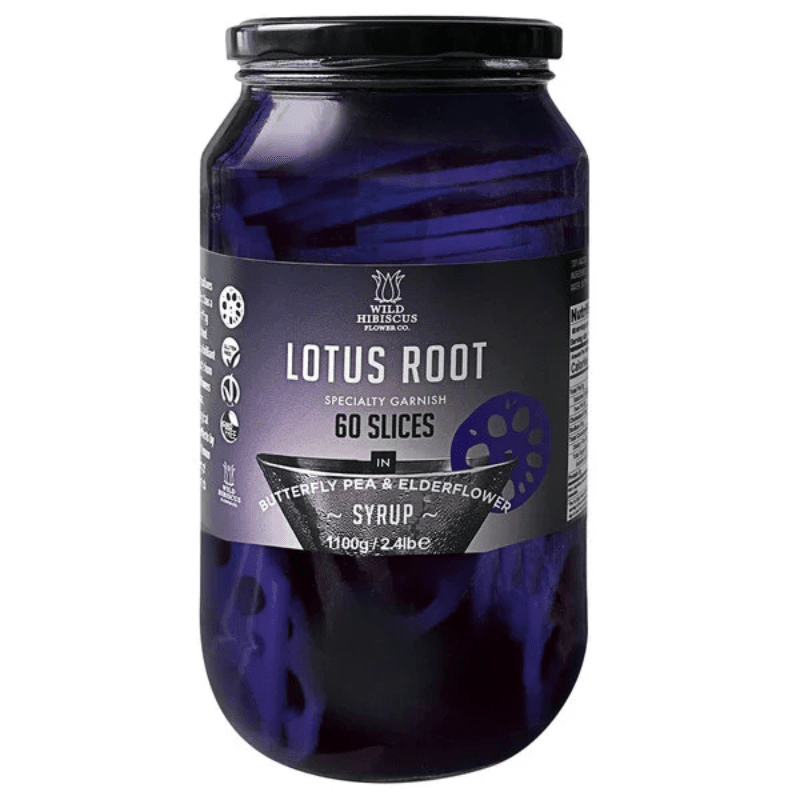 Wild Hibiscus Lotus Root Butterfly Pea & Elderflower Syrup, 2.4 Lbs For The Bar Wild Hibiscus