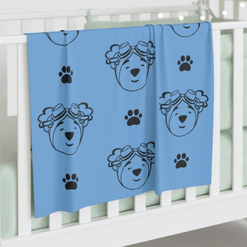 Adventure Ted Baby Swaddle Blanket - Light Blue Childhood Cancer Society