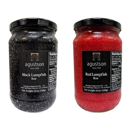 Agustson Black and Red Lumpfish Caviar 12 oz Variety, (2 PACK) Seafood Agustson