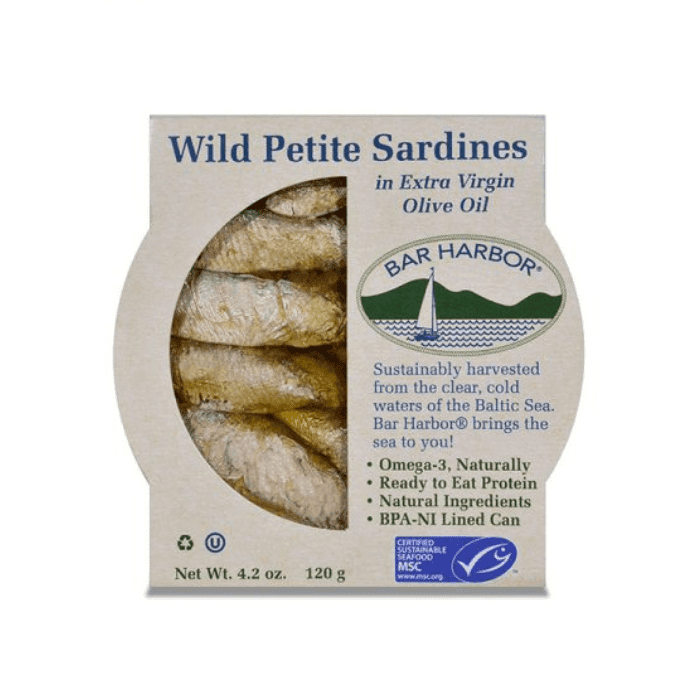 Bar Harbor Wild Petite Sardines in Extra Virgin Olive Oil, 4.2 oz Seafood Bar Harbor 