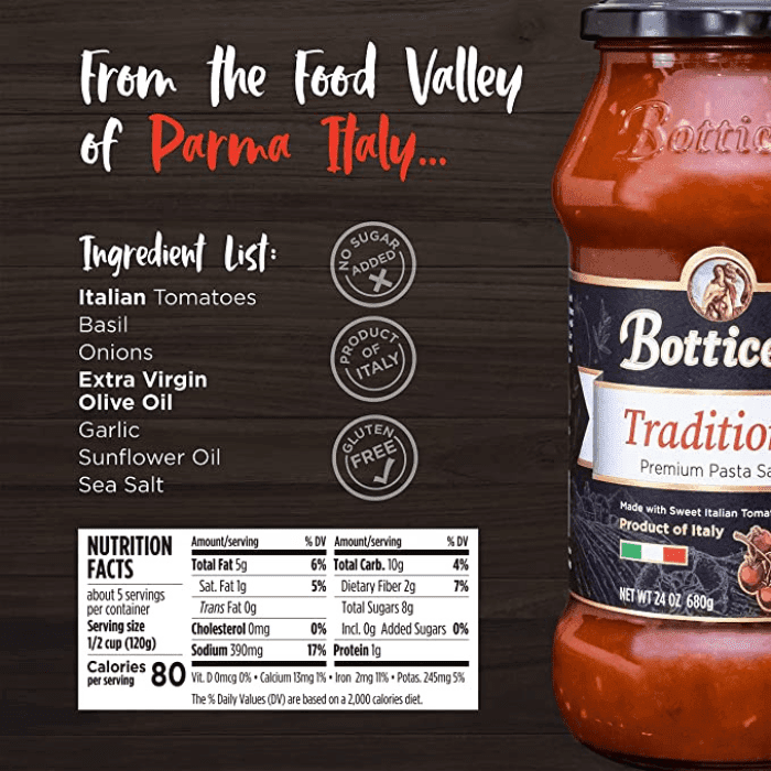 Botticelli Traditional Pasta Sauce, 24 oz Sauces & Condiments Botticelli 