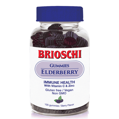 Brioschi Elderberry Raspberry Flavored Gummies, 100 Count Health & Beauty Brioschi