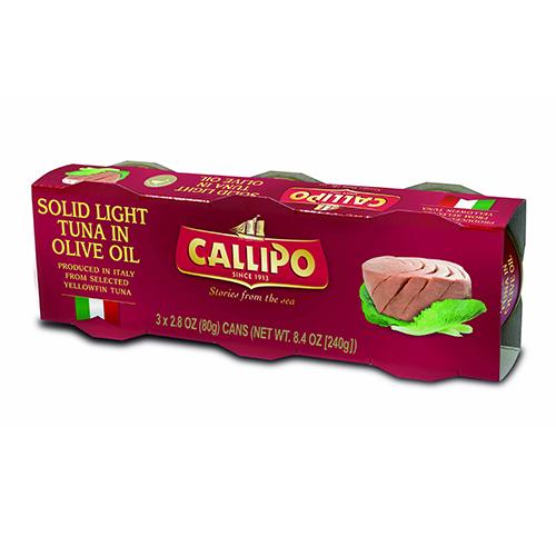 Callipo Oro Tuna Light in Olive Oil, 3 Cans (2.8 oz) Seafood Callipo