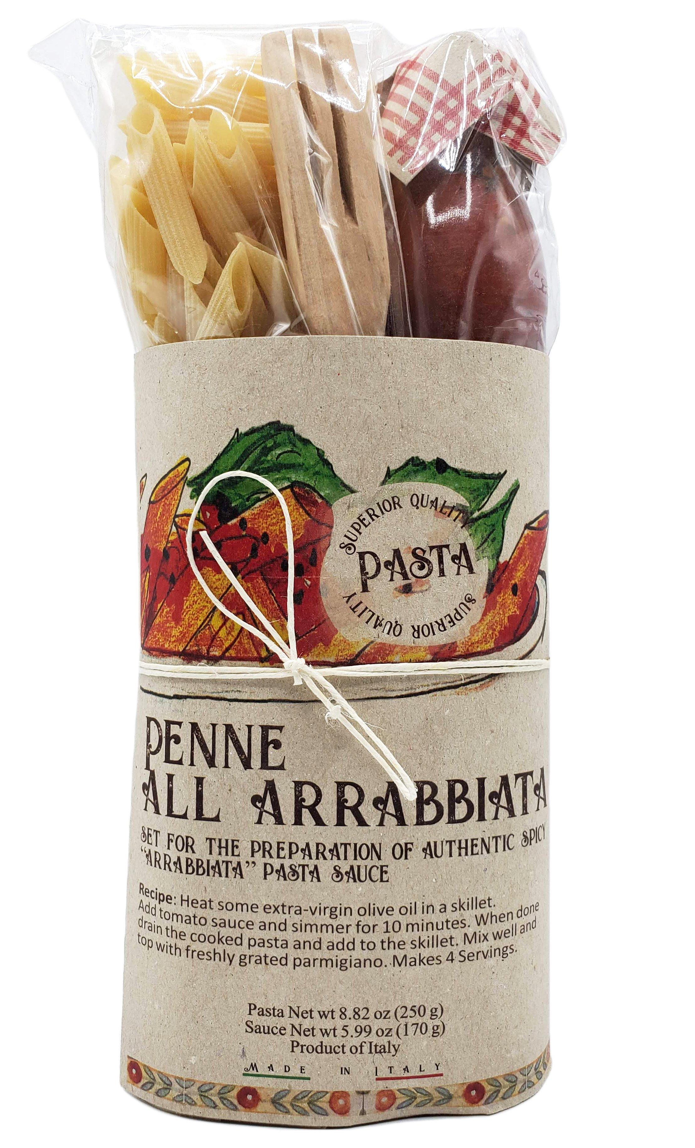 Casarecci Penne Pasta with Arrabbiata Sauce and Wooden Fork Kit