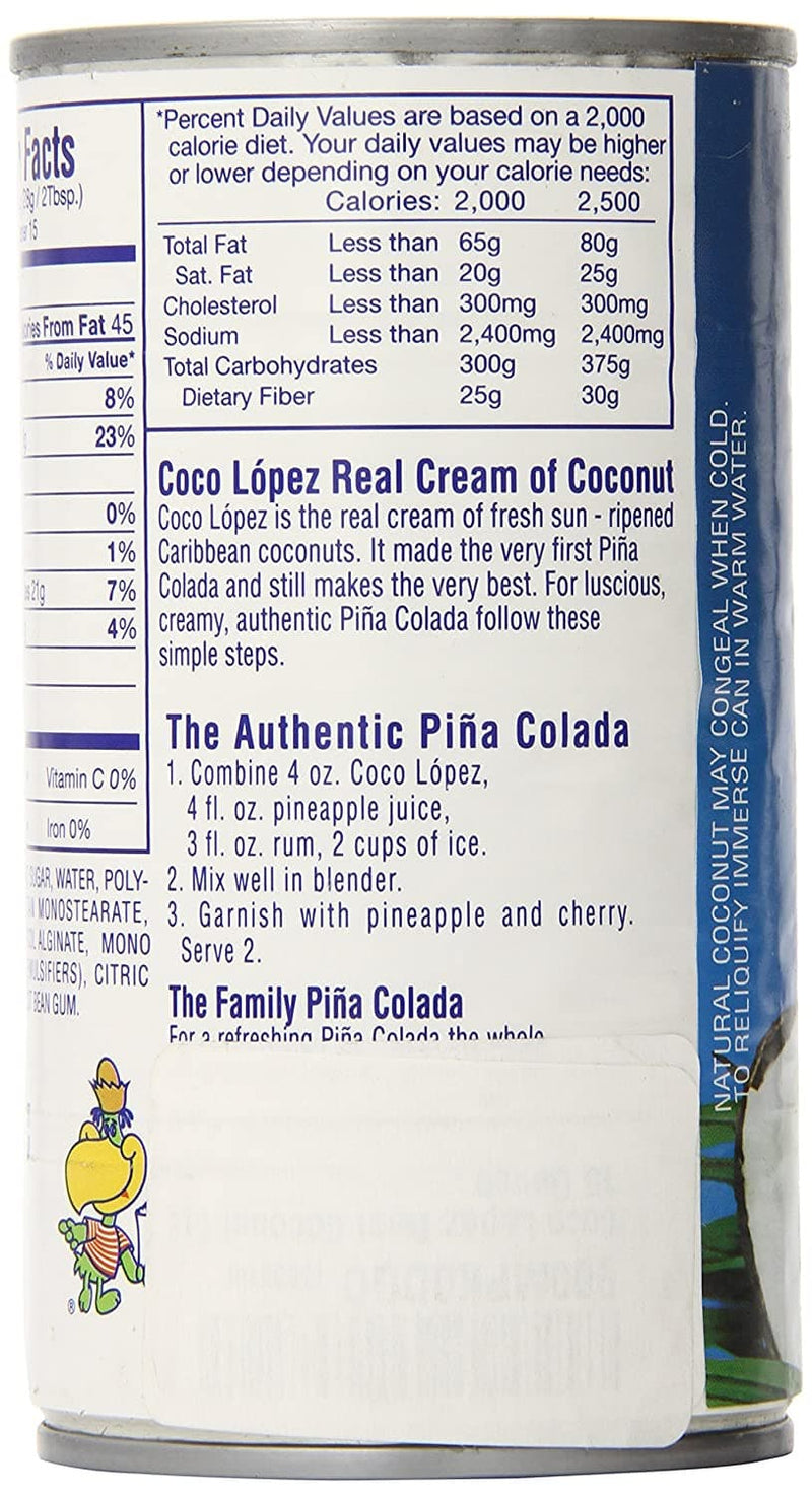 Caribbean coconut cream for pina coladas and tropical drinks