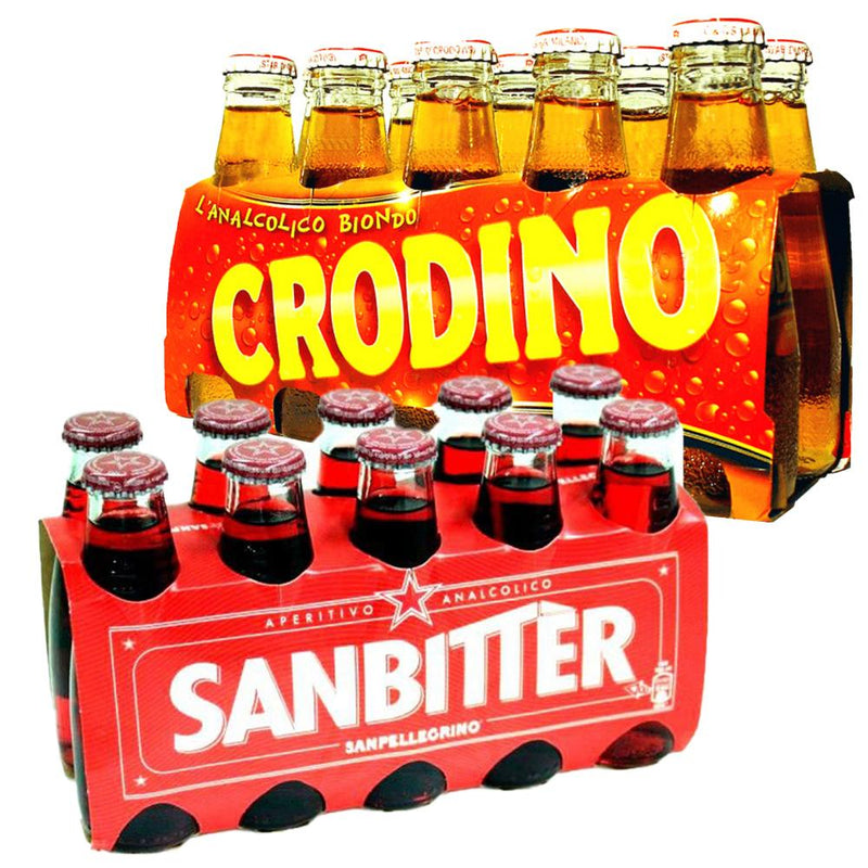 Crodino and Sanbitter Non-Alcoholic Aperitif Variety Pack, 10 x 100mL Each Coffee & Beverages Crodino