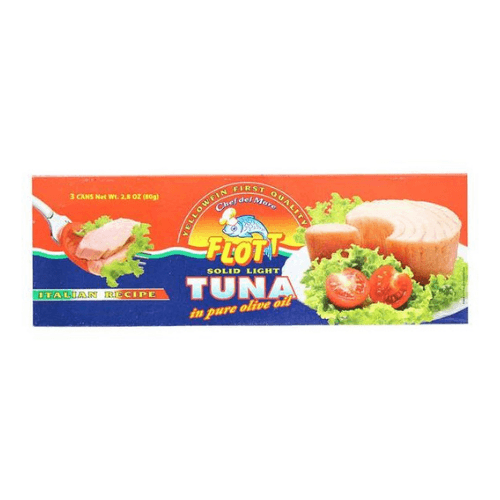 Flott Solid Light Yellowfin Tuna in Pure Olive Oil Cans 3 x 2.8 oz Seafood Flott 