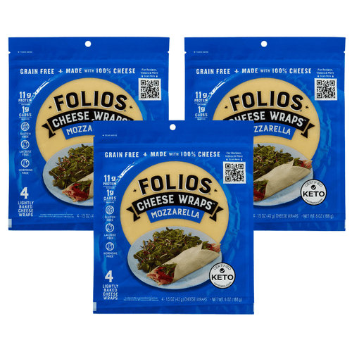 Folios All Natural Mozzarella Cheese Wraps, 6 oz [Pack of 3] Cheese Folios 