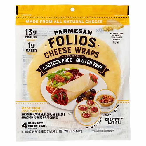 Folios All Natural Parmesan Cheese Wraps 3 Pack (4 sheets each), 6 oz Cheese Folios 
