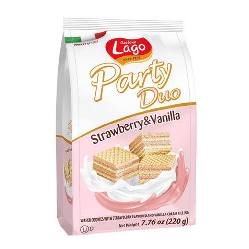 Gastone Lago Party Duo Strawberry and Vanilla Wafers, 7.76 oz Sweets & Snacks Gastone Lago
