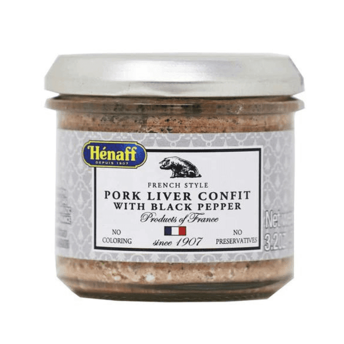 Henaff French Pork Liver Confit with Black Pepper, 3.2 oz Pantry Henaff