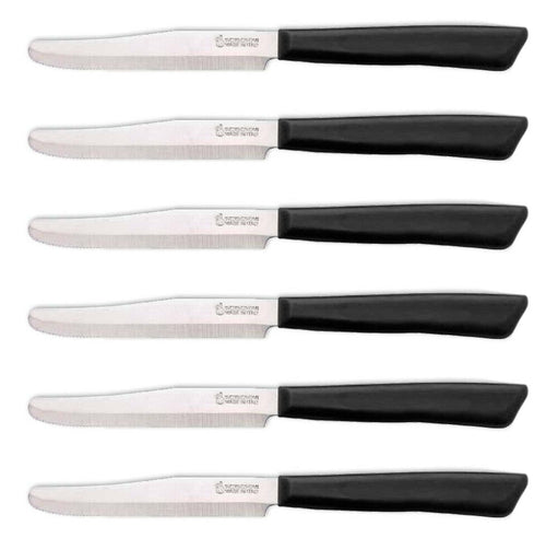 Inoxbomi Italian Table Stainless Steel Knife 11 cm Black, Set of 6