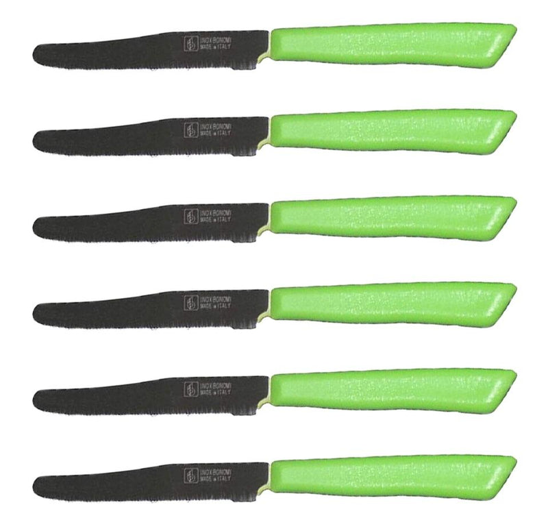 Inoxbomi Italian Table Stainless Steel Knife 11 cm Green, Set of 6