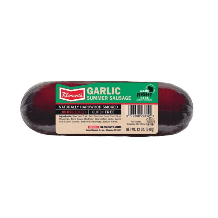Klement’s Garlic Summer Sausage, 12 oz [Refrigerate After Opening