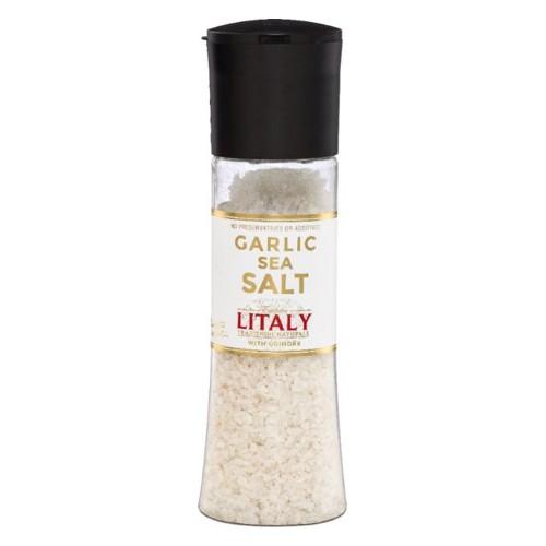 Litaly Garlic Sea Salt with Grinder, 12 oz Pantry Litaly 
