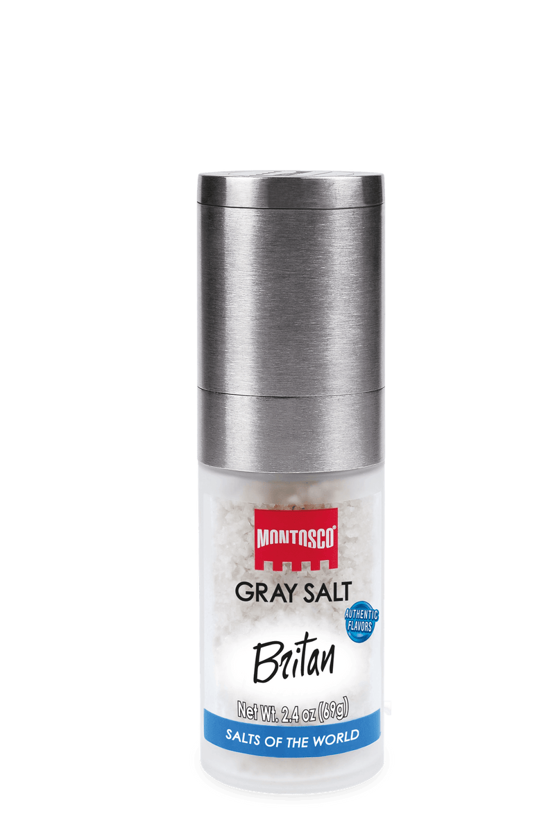 Montosco Britain Gray Salt with Premium Grinder, 2.4 oz (69 g)