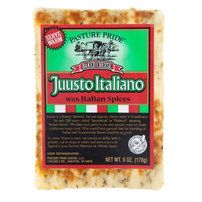 Pasture Pride Juusto Italiano Baked Cheese with Italian Spices, 6 oz