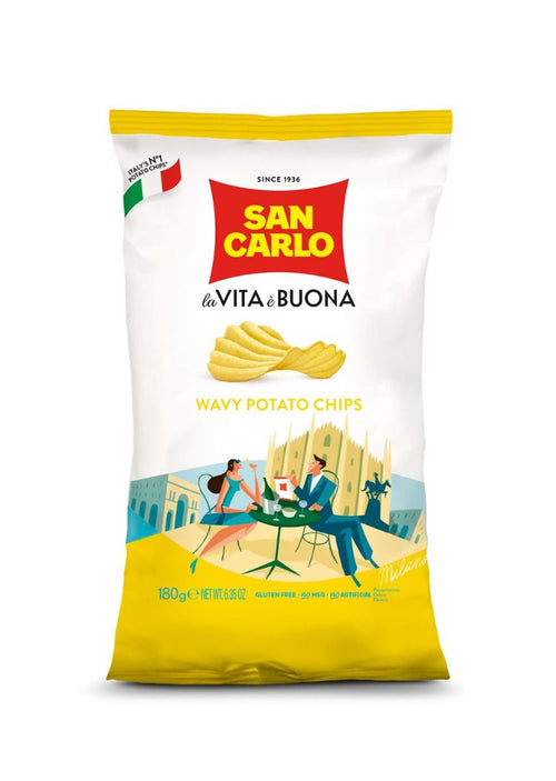 San Carlo Wavy Potato Chips, 6.35 oz (180g) Sweets & Snacks San Carlo 