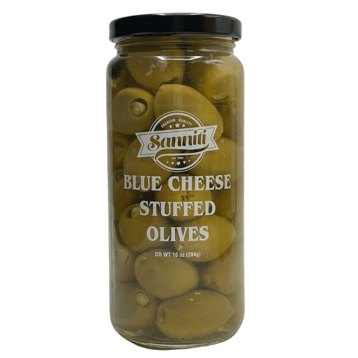 Sanniti Blue Cheese Stuffed Olives, Net Weight 16 Oz - Drained Weight ...