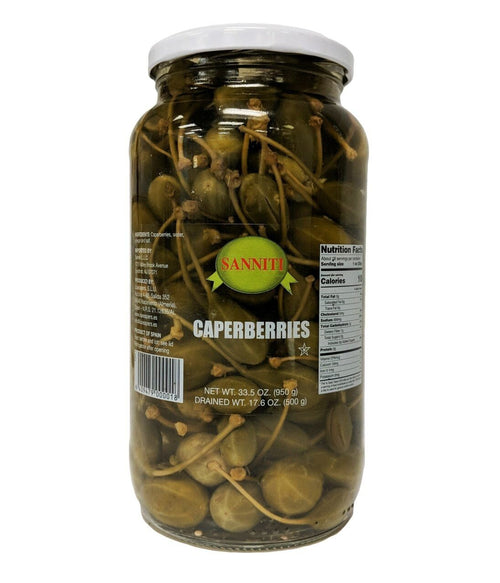 Sanniti Caperberries in Vinegar and Salt Brine - 33.5 oz