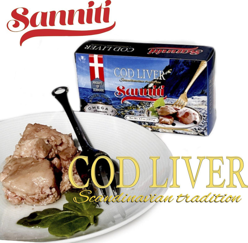 Sanniti Danish Cod Liver, 4.27 oz (121 g) Seafood Sanniti 