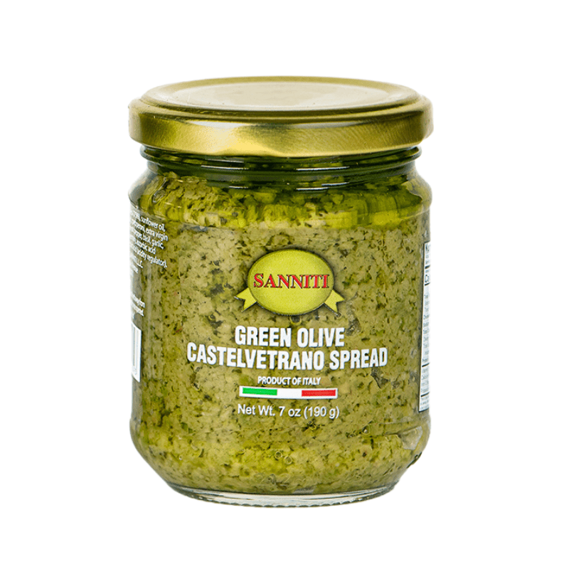Sanniti Green Castelvetrano Olive Spread Jar, 7 oz (190 g