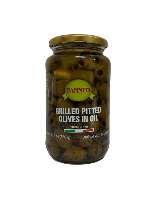 Sanniti Grilled Pitted Olives in Oil, 19.4 oz (550 g) Olives & Capers Sanniti
