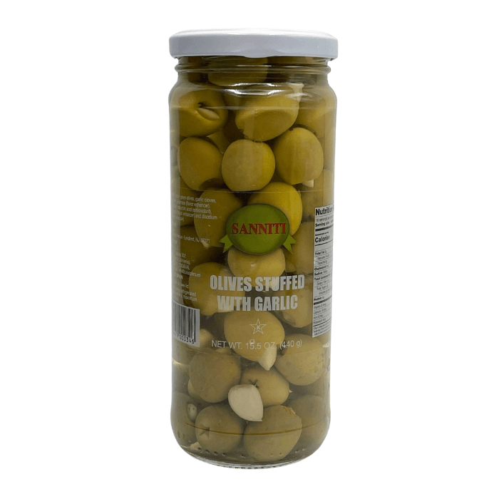 Sanniti Olives with Stuffed Garlic, 15.5 oz Olives & Capers Sanniti 