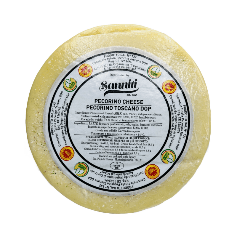 Sanniti Pecorino Toscano DOP 2 Month Aged , 5 Lbs Cheese Sanniti