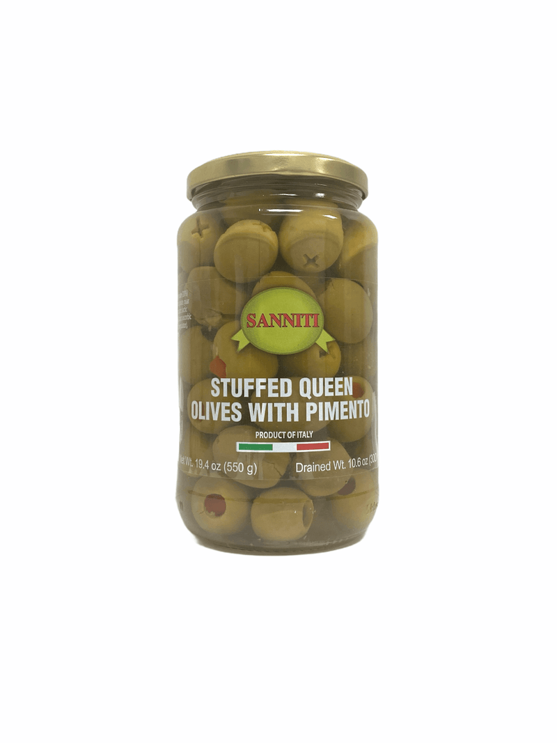 Sanniti Pitted Queen Stuffed Olives Jar, 19.4 oz (550g) Olives & Capers Sanniti