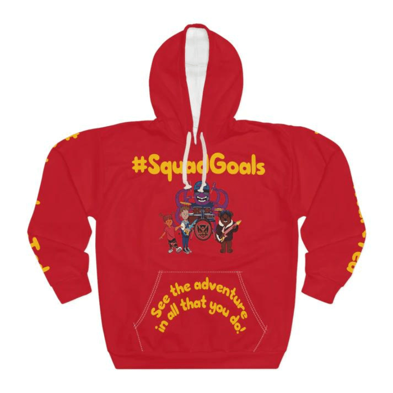 #SquadGoals Adventure Ted AOP Unisex Pullover Hoodie - Maroon