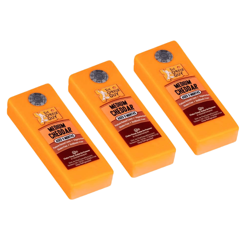 The Cheese Guy Kosher Yellow Medium Cheddar Cheese, 6.4 oz [Pack of 3
